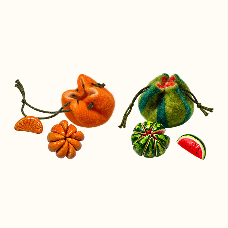 🍊 Fruktformet klemmeleke i filt | Liten og bærbar fikleleke