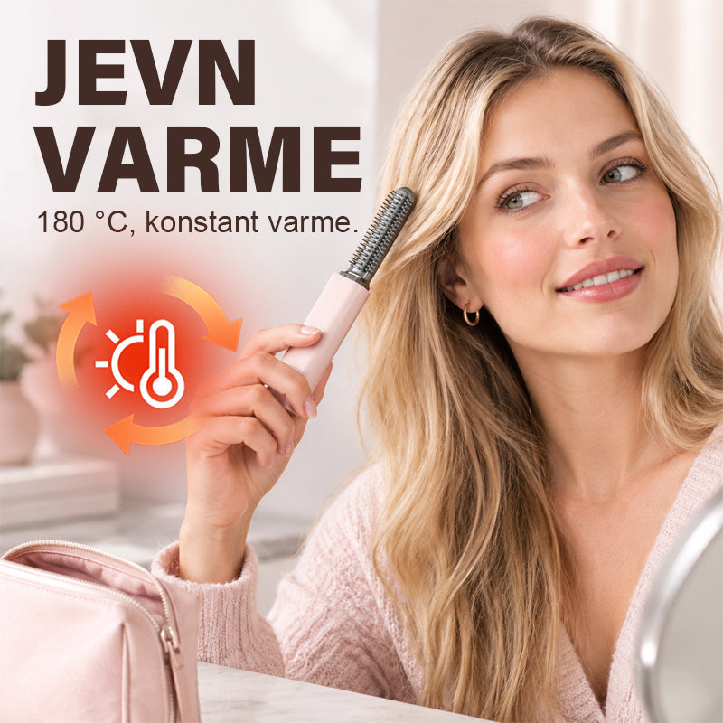 ✨ Mini trådløs varmekam for lugg – perfekt for styling på farten