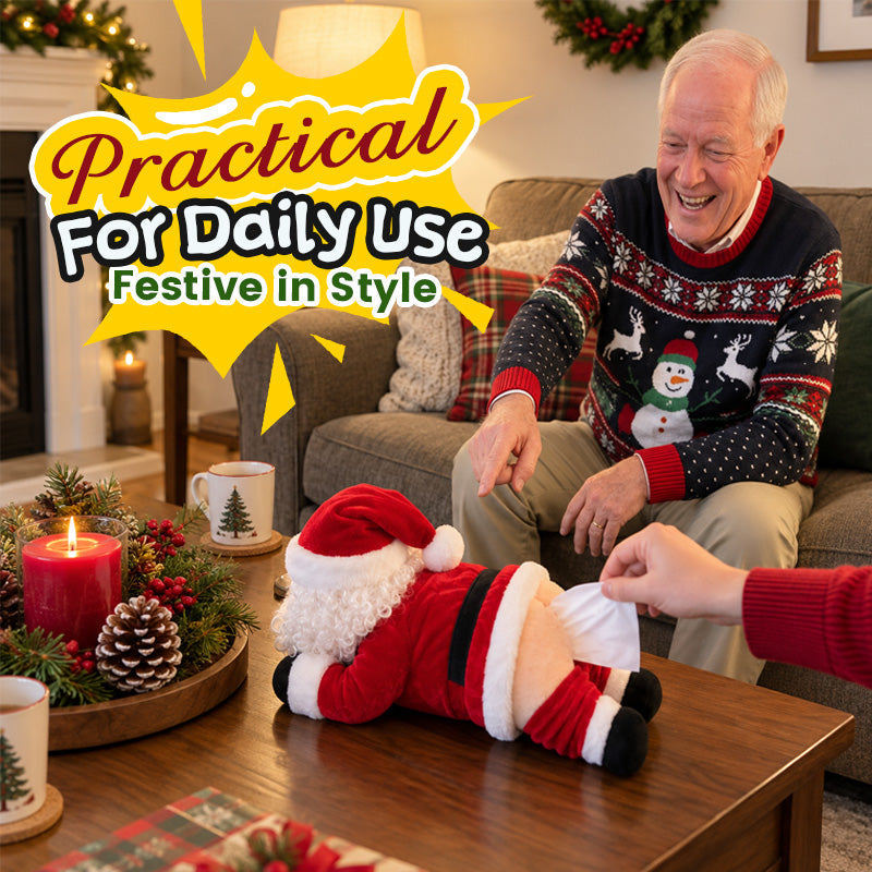 🎅🍑 Rampete julenisse – Morsom papirlommetørkleholder 🎄😂