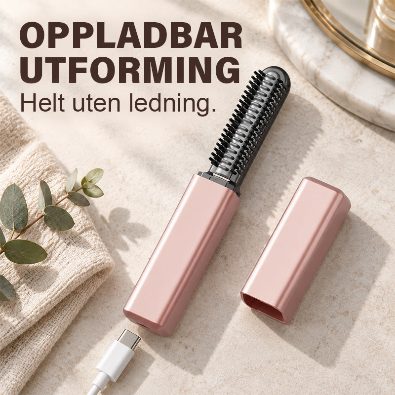 ✨ Mini trådløs varmekam for lugg – perfekt for styling på farten